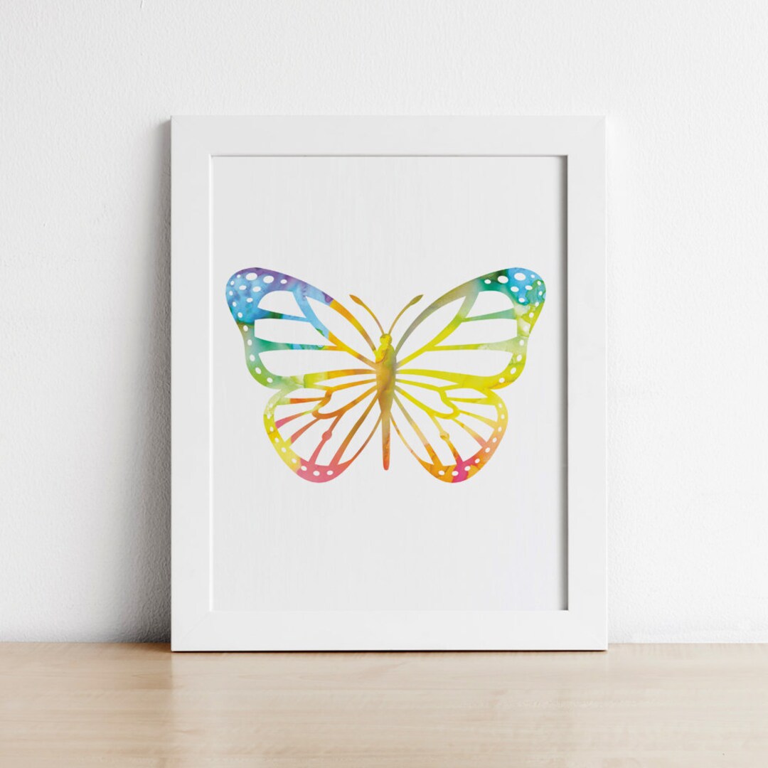 Rainbow Butterfly Print 8X10 Printable for Colorful Nursery - Etsy