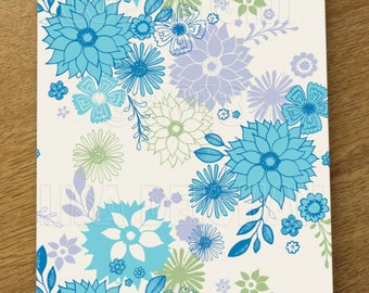 Vintage Blue Floral Illustrated A5 notebook