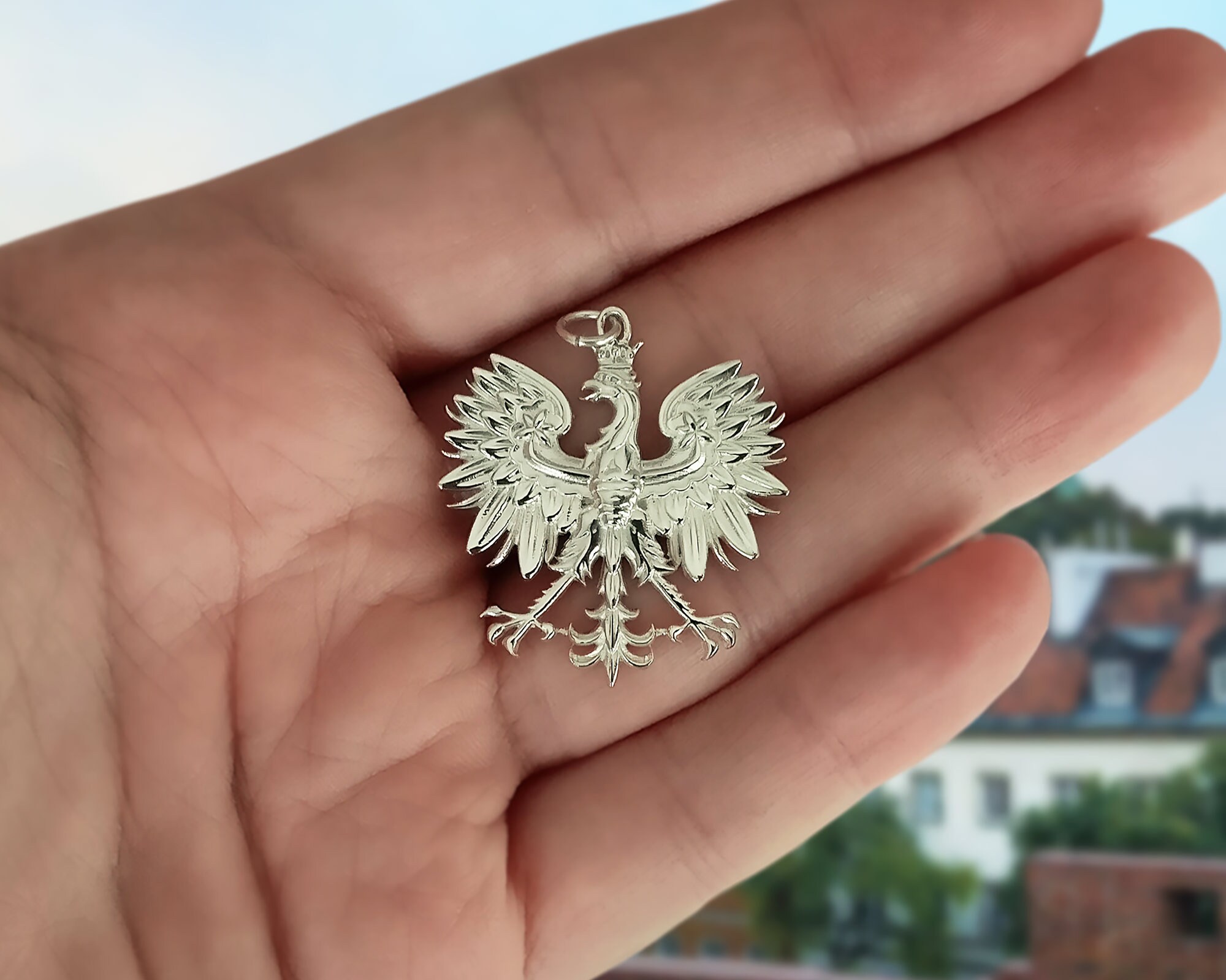 Polish Eagle Silver Pendant Poland Emblem Necklace Jewelry Etsy