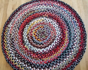 Hand Braided Wool Rug: Autumn Colors, 3 Foot Round Rug