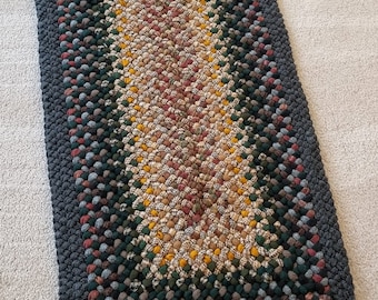 Braided rectangle rug 20" x 43" - all wool - custom made in your colors!