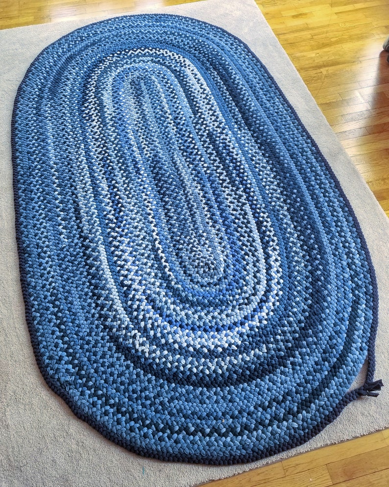 Braided Repurposed Denim Rug Custom Rug From Blue Jeans Etsy