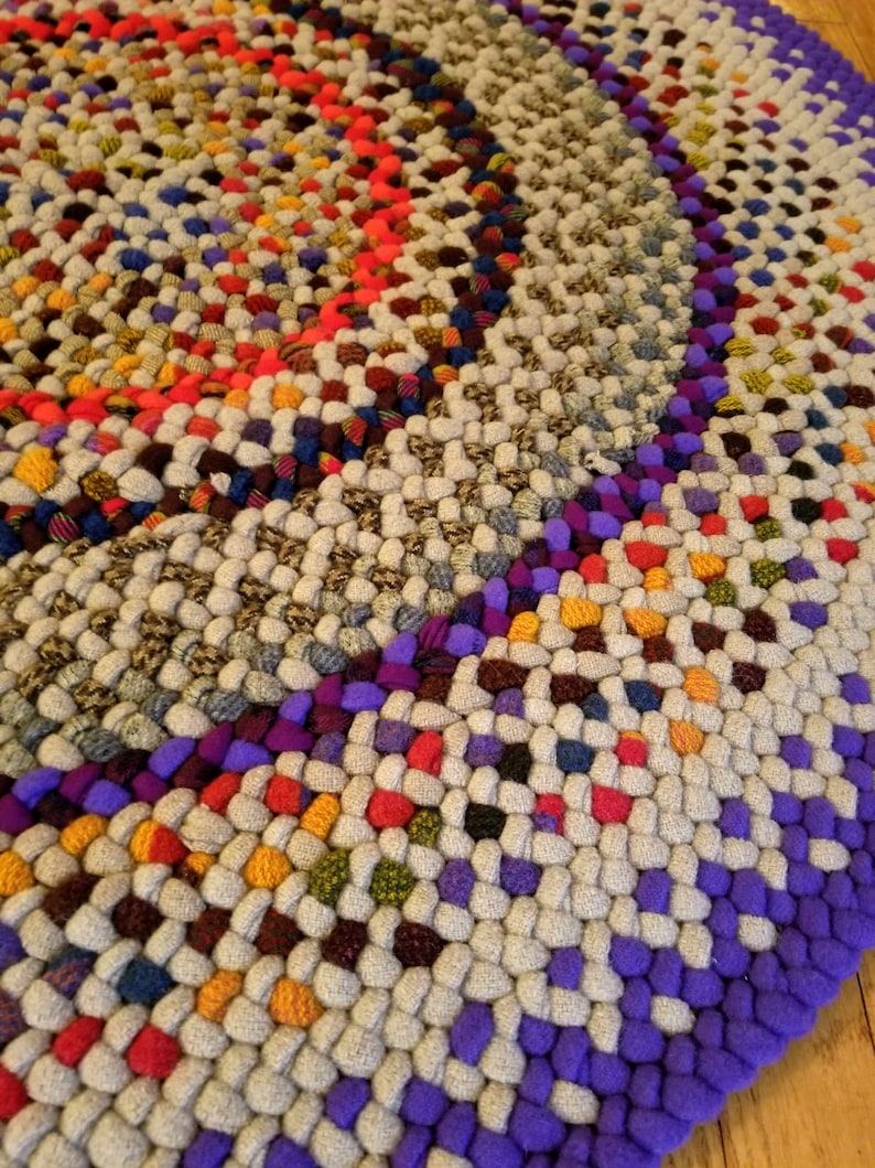 New Wool Handmade Round Braided Rug 43 Inch Circle of Etsy
