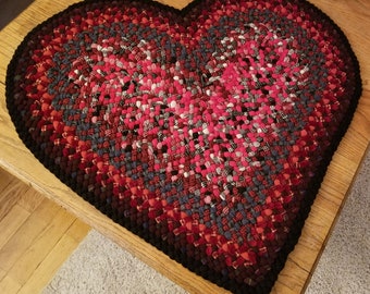 Custom Wool Heart Rug: Hand Braided, Choose Your Colors