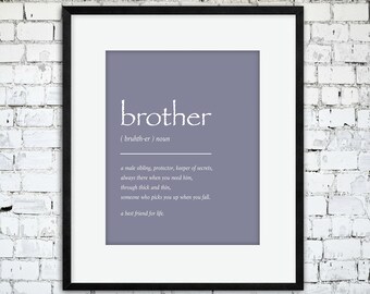 Brother Gift, Brother Definition Print, Minimalist Art Print