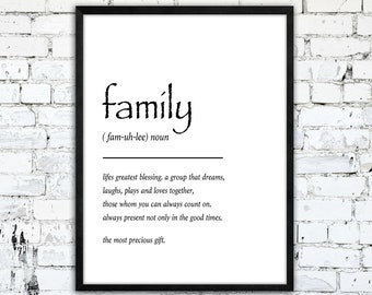 Family Definition Print, Minimalist Art Print