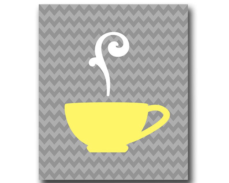 Kitchen Decor Yellow and Gray Wall Art Home Décor Etsy