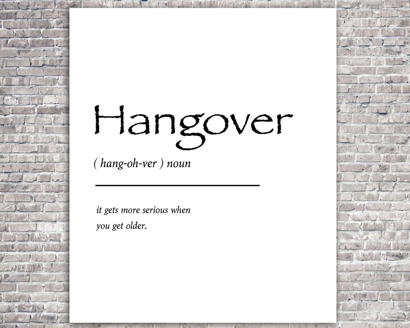 Hangover Definition Print Quote Print Minimalist Print Etsy