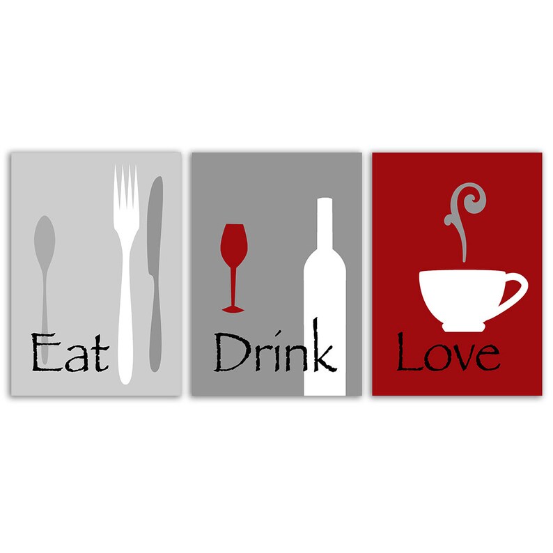 Eat Drink Love Kitchen Wall Decor Etsy