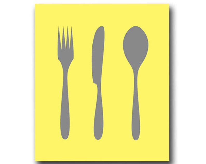 Kitchen Decor Yellow and Gray Wall Art Home Décor Etsy
