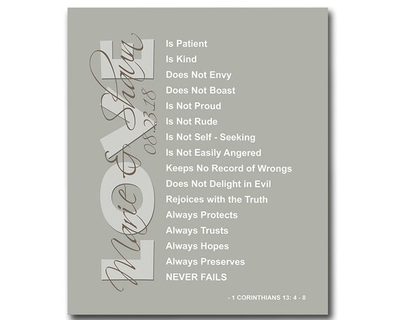 Love Is Patient Bible Quote 1 Corinthians 13 First Etsy