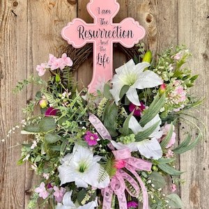 Easter Grapevine Wreath | Resurrection Cross Wreath | Spring Door Decor