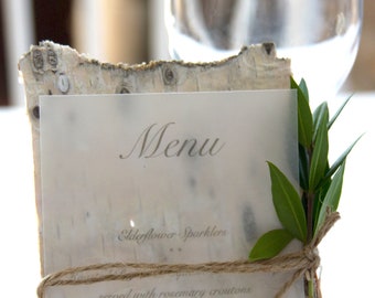 Wedding invitation, handmade wedding menu, country chic wedding, mountain wedding, rustic decor, Aspen wedding, bridal shower, DYI Decor