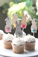 Easter party, Easter cake decor, bunny cake topper rabbit cake toppers, needle felted food picks cupcake toppers felted balls spring toppers 