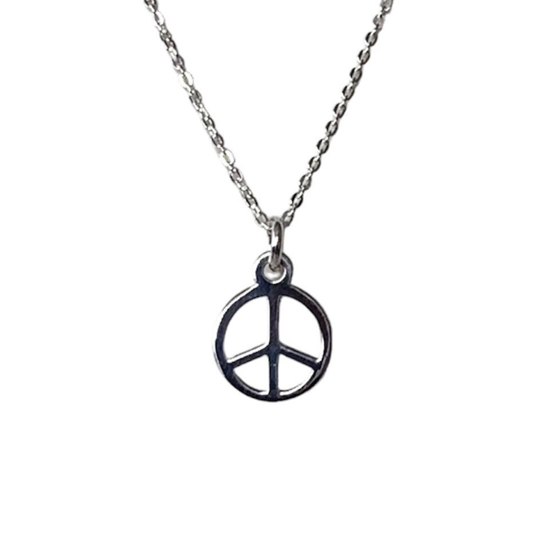Sterling Silver Peace Sign Symbol Charm Pendant Necklace. - Etsy