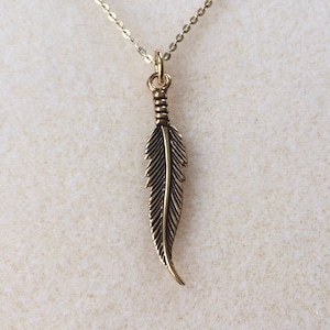 18ct Gold over Sterling Silver Feather Pendant Necklace.