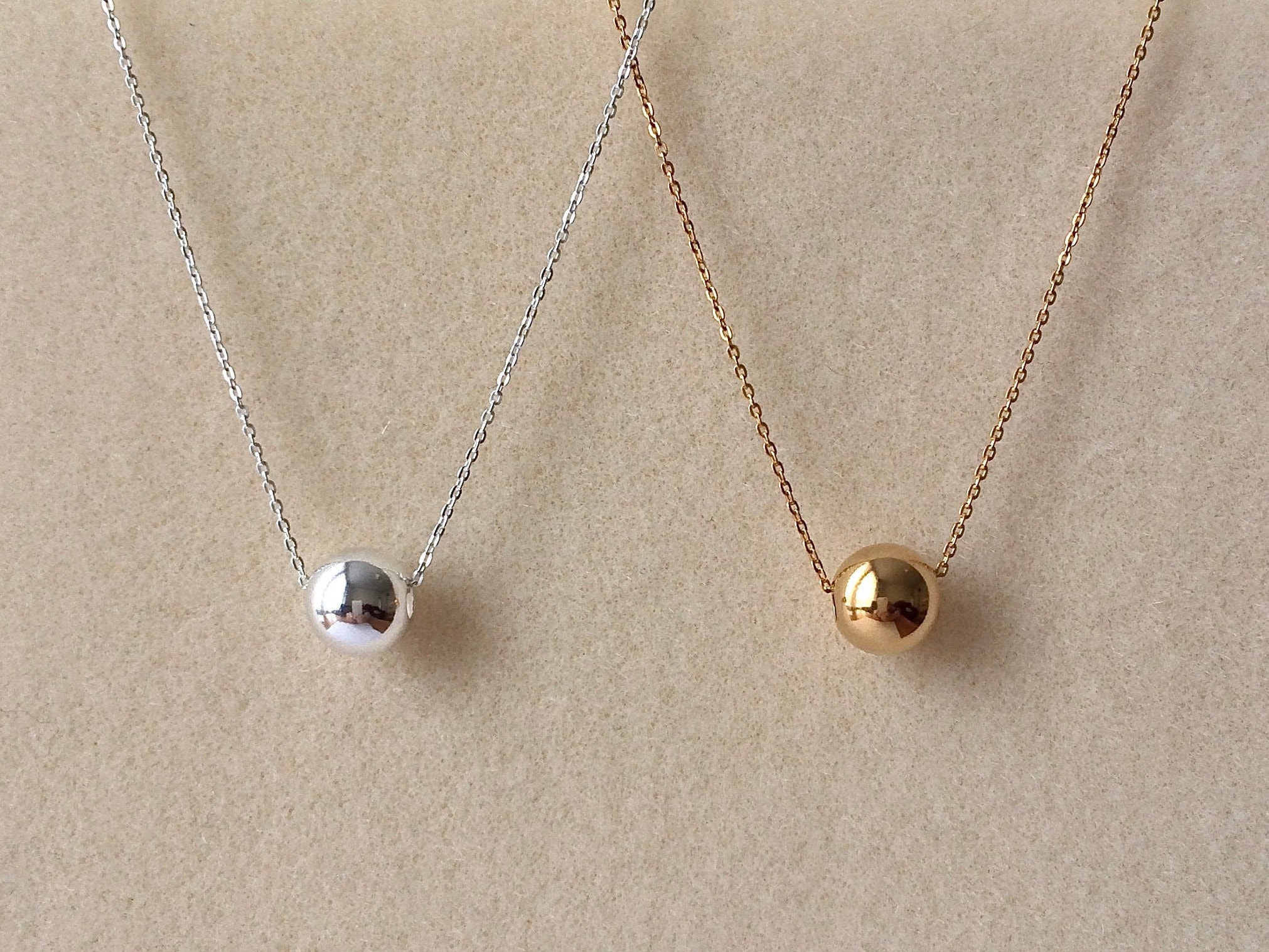 18ct Gold Over Sterling Silver Sphere Ball Slider Pendant