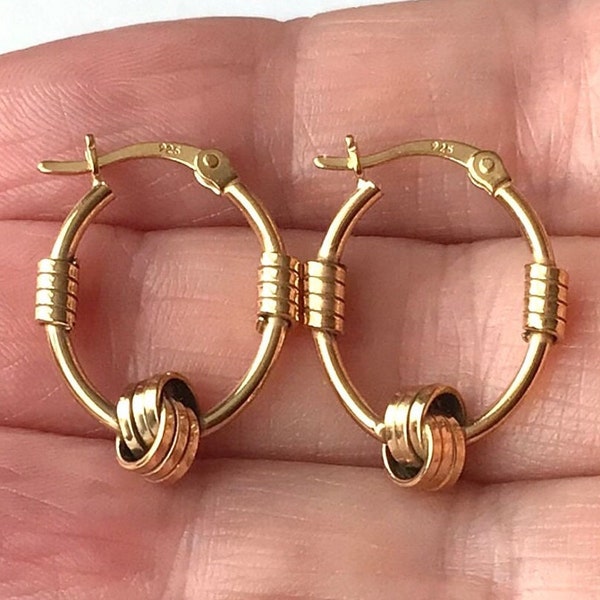 18ct Gold over Sterling Silver Oval Knot Style Hoop Earrings.