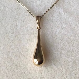 18ct Gold over Sterling Silver Long Teardrop Pendant Necklace.