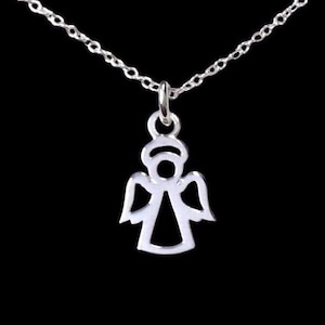 Sterling Silver Guardian Angel Pendant Necklace.