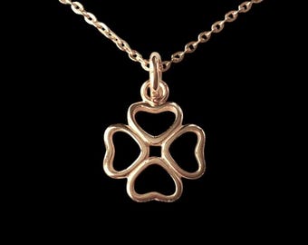 18ct Gold over Sterling Silver Shamrock Four Leaf Clover Pendant Necklace.