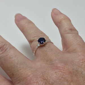 Sterling Silver Blue Sapphire Ring September Birthstone, Size UK O.