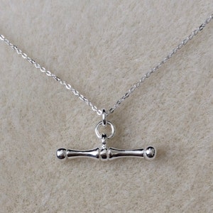 Sterling Silver Dog Bone T Bar Pendant Layering Necklace