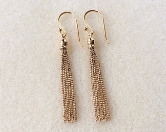 18ct Gold over Sterling Silver Long Tassel Drop Earrings