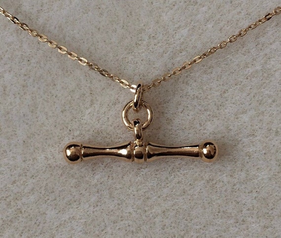 Dainty Small Fob TBar Belcher Necklace in 9ct Rose Gold — The Jewel Shop
