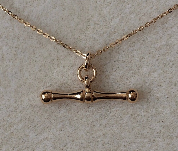 Dainty Small Fob TBar Belcher Necklace in 9ct Rose Gold — The Jewel Shop