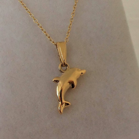 Diamond Dolphin Pendant Necklace in Yellow Gold | New York Jewelers Chicago