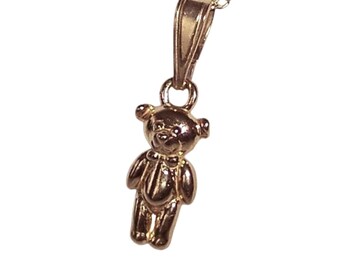 18ct Gold Over Sterling Silver Teddy Bear Pendant Necklace