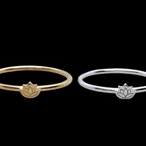 18ct Gold over Sterling Silver Minimalist Lotus Flower Stacker Ring.