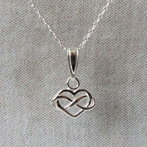 Sterling Silver Infinity Heart Pendant Necklace.