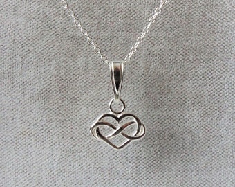 Sterling Silver Infinity Heart Pendant Necklace.