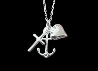 WINNICACA Collana Con Pendente A Croce Fede, Hope, Love, In Argento 925 Con Pietre Di Nascita, Regalo Per Donna