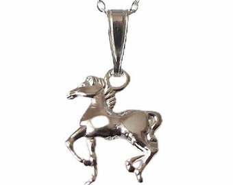 Sterling Silver Horse Pony Pendant Necklace.