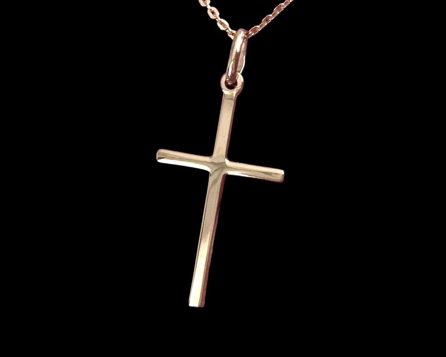18ct Gold Over Sterling Silver Simple Plain Cross Pendant Necklace. - Etsy