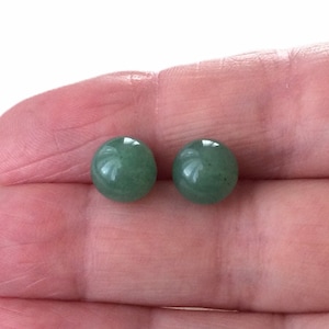 Sterling Silver Aventurine Gemstone Stud Earrings.