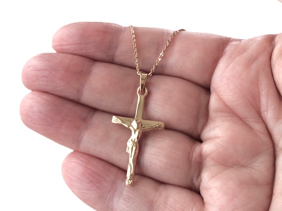 18ct Fine Big Pendant Of THAI BAHT G/F Gold Jesus Cross Crucifix Charm On  Figaro Chain Gold Crucifix Necklace 24k Yellow Solid Fine From Qilin2021,  $8.37 | DHgate.Com