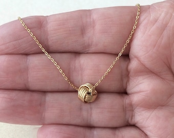 18ct Gold over Sterling Silver Love Knot Slider Pendant Necklace.