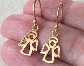 18ct Gold over Sterling Silver Guardian Angel Earrings.