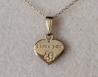 Personalized "I Love You" Heart Pendant - 10k Yellow Gold, Engraved With Name Or Initials - View #4