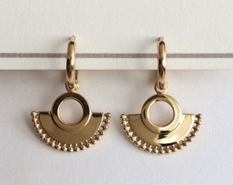 18ct Gold over Sterling Silver Fan Hoop Earrings.