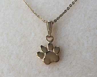 18ct Gold over Sterling Silver Mini Paw Print Pendant Necklace.