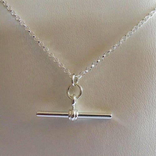 Silver T Bar Necklace Toggle Necklace Toggle Jewellery T Etsy UK