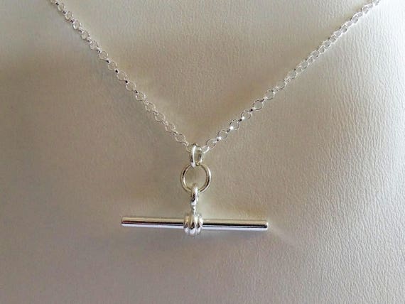 Sterling Silver T Bar Pendant \u0026 Chain 