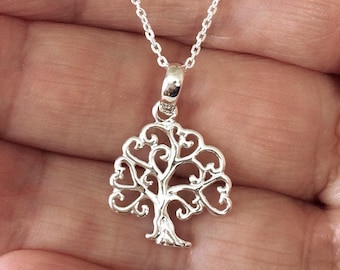 Sterling Silver Tree of Life Pendant Necklace.