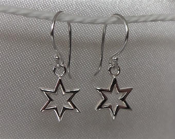 Sterling Silver Star Drop Earrings.