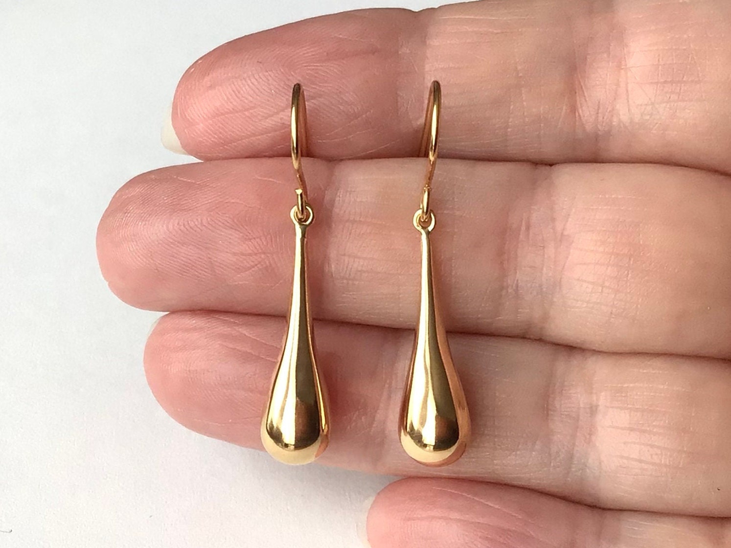 Solid gold deals teardrop earrings